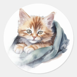 Rond Sticker Cute Kitten