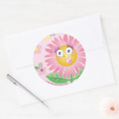 Rond STICKER Cute rose Fleur anthropomorphique rose (Enveloppe)