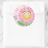 Rond STICKER Cute rose Fleur anthropomorphique rose (Sac)