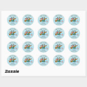 Rond Sticker Dachshund, Carlin & Oiseau (Feuille)