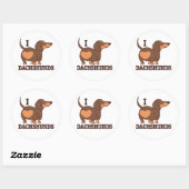 Rond Sticker Dachshund Love Chien (Feuille)