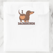 Rond Sticker Dachshund Love Chien (Sac)
