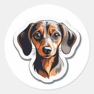 Rond Sticker Dachshund Stylisé : Chien coloré