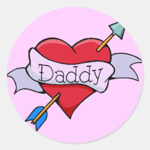 Rond Sticker Daddy Tat Heart