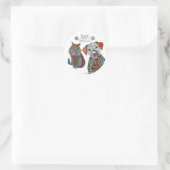 Rond Sticker d'adoption de chats et de chiens mignons e (Sac)