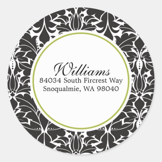 Rond Sticker d'adresse Damask (Devant)