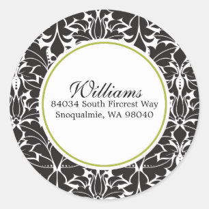 Rond Sticker d'adresse Damask