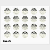 Rond Sticker d'adresse Damask élégant (Feuille)