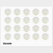 Rond Sticker d'adresse Damask élégant (Feuille)