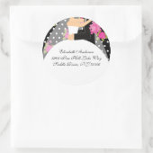 Rond Sticker d'adresse de mariée et de chambre florale  (Sac)