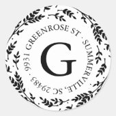 Rond Sticker d'adresse de monogramme de couronne rustiq (Devant)
