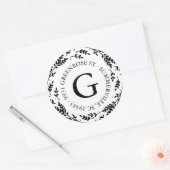 Rond Sticker d'adresse de monogramme de couronne rustiq (Enveloppe)