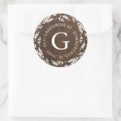 Rond Sticker d'adresse de monogramme de couronne rustiq (Sac)
