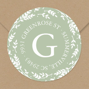 Rond Sticker d'adresse de monogramme de couronne rustiq