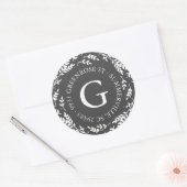 Rond Sticker d'adresse de monogramme de couronne rustiq (Enveloppe)