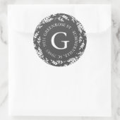 Rond Sticker d'adresse de monogramme de couronne rustiq (Sac)