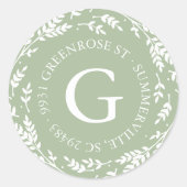 Rond Sticker d'adresse de monogramme de couronne rustiq (Devant)