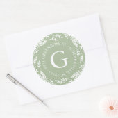 Rond Sticker d'adresse de monogramme de couronne rustiq (Enveloppe)