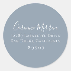Rond Sticker d'adresse de retour bleu Dusty