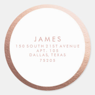 Rond Sticker d'adresse de retour   Bordure or Rose