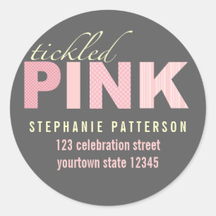 Rond Sticker d'adresse de retour de fille rose moderne 