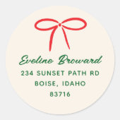 Rond Sticker d'adresse de retour Festive Red Simple Bow (Devant)