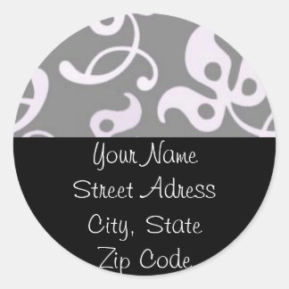 Rond Sticker d'adresse de retour Floral noir et blanc