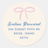 Rond Sticker d'adresse de retour Pink Simple Bow (Devant)