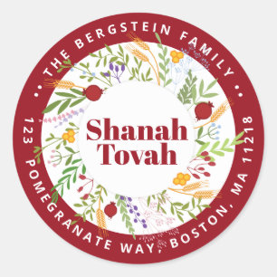 Rond Sticker d'adresse de retour Rosh Hashanah personna