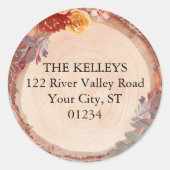 Rond Sticker d'adresse de retour Rustic Wood Fall Flowe (Devant)