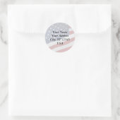 Rond Sticker d'adresse du drapeau des États-Unis (Sac)