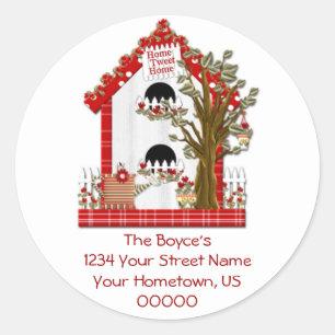Rond Sticker d'adresse Home Tweet Home