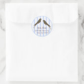 Rond Sticker d'adresse pour oiseaux à rayures bleues (Sac)