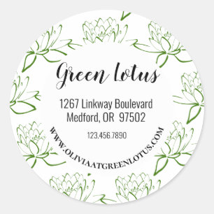Rond Sticker d'adresse professionnelle Green Lotus Mode