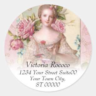 Rond Sticker d'adresse Rococo rose