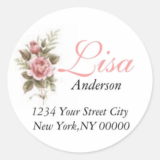 Rond Sticker d'adresse rose (Devant)