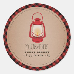 Rond Sticker d'adresse rouge-lanterne