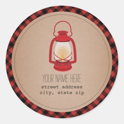Rond Sticker d'adresse rouge-lanterne (Devant)