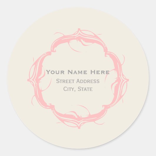 Rond Sticker d'adresse vintage - rose (Devant)