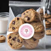 Rond Sticker d'affaires Pink Polka Pink Baked avec amou