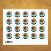 Rond Sticker Dahlia Jaune et Rouge