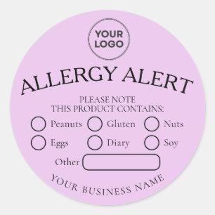 Rond Sticker d'alerte d'allergie aux aliments noirs sim