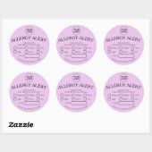 Rond Sticker d'alerte d'allergie aux aliments noirs sim (Feuille)