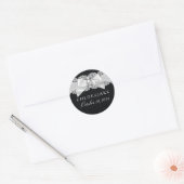 Rond Sticker Damask & Pearl Bow noir & blanc (Enveloppe)