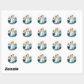 Rond Sticker d'amour de mariage de plage (Feuille)