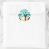 Rond Sticker d'amour de mariage de plage (Sac)