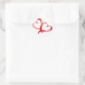 Rond Sticker d'amour double coeur rouge (Sac)