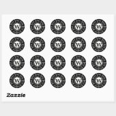 Rond Sticker d'amour Monogramme W Noir et blanc (Feuille)