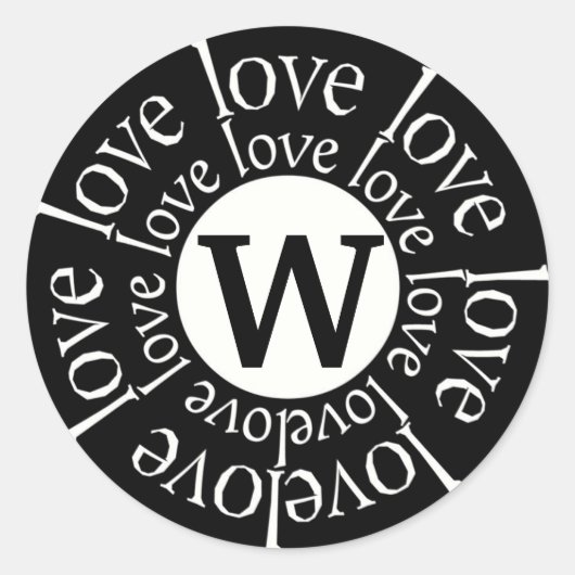 Rond Sticker d'amour Monogramme W Noir et blanc (Devant)