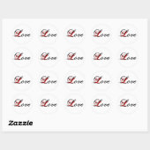 Rond Sticker d'amour noir rouge et blanc (Feuille)